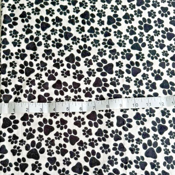 Paw Prints Flannel Fabric Black White Cotton Dog Cat Sewing Quilting Animal BTY - Picture 2 of 4
